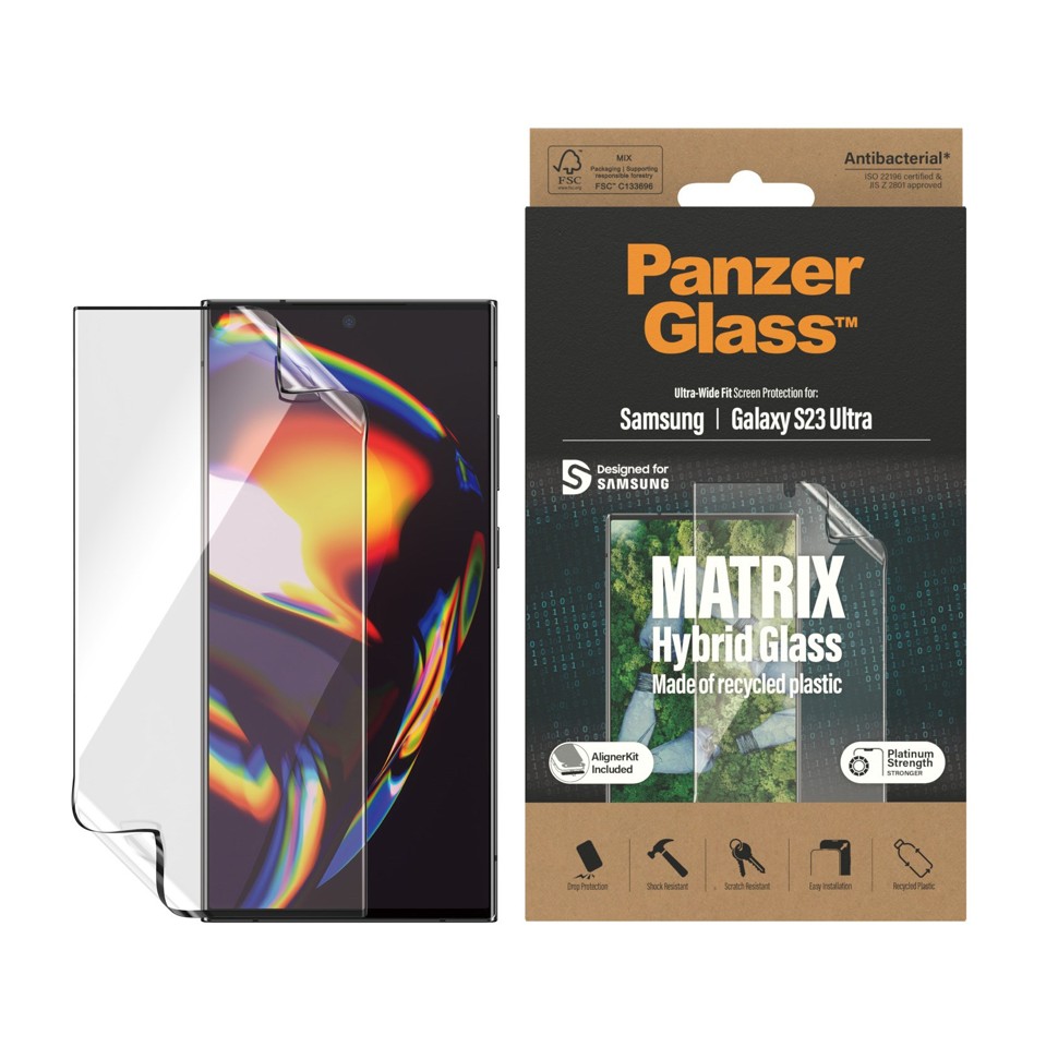 PanzerGlass™ - MATRIX Skærmbeskyttelse Samsung Galaxy S23 Ultra - Ultra-Wide Fit m. AlignerKitp