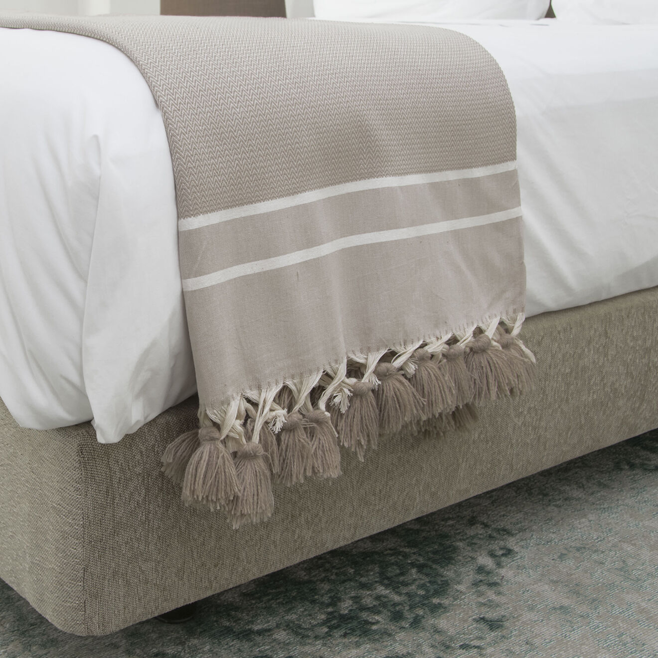 Febronie Home Plaid 100% Coton 340 g/m² Chevron Stockholm taupe/blanc