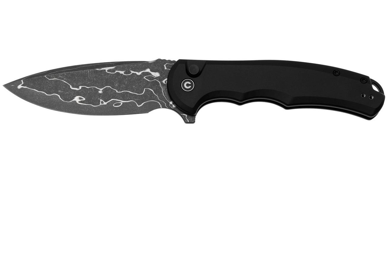 CIVIVI Button Lock Praxis C18026E-DS1 Damascus Black Aluminum, zakmes