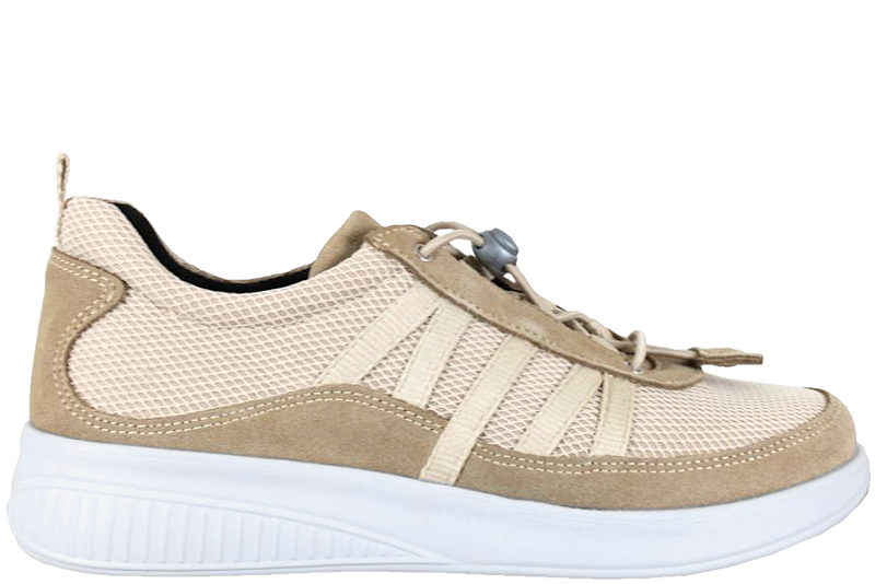 NEW FEET SKO I SANDFARVET MESH OG NUBUCK