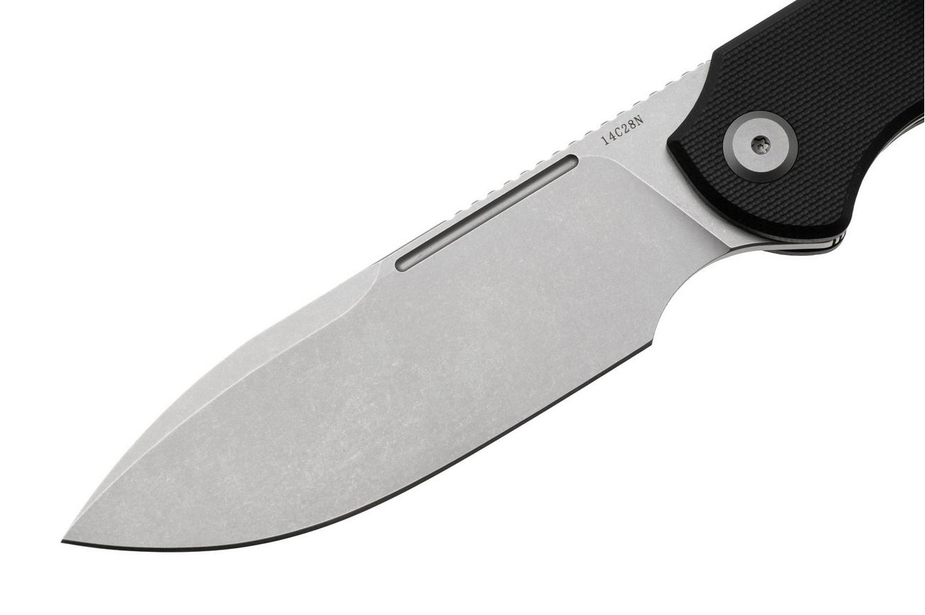 Eutektik Binary BIN-BSW-L Stonewashed 14C28N, Black G10, linkshandig zakmes