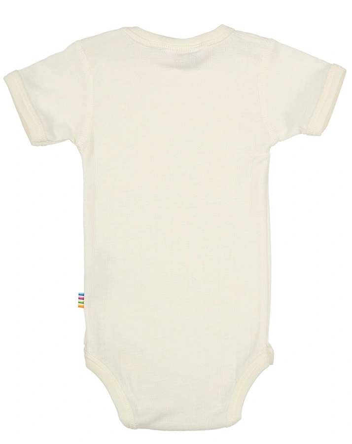 Kurzarm-Body SOFT mit Wolle und Seide in off white