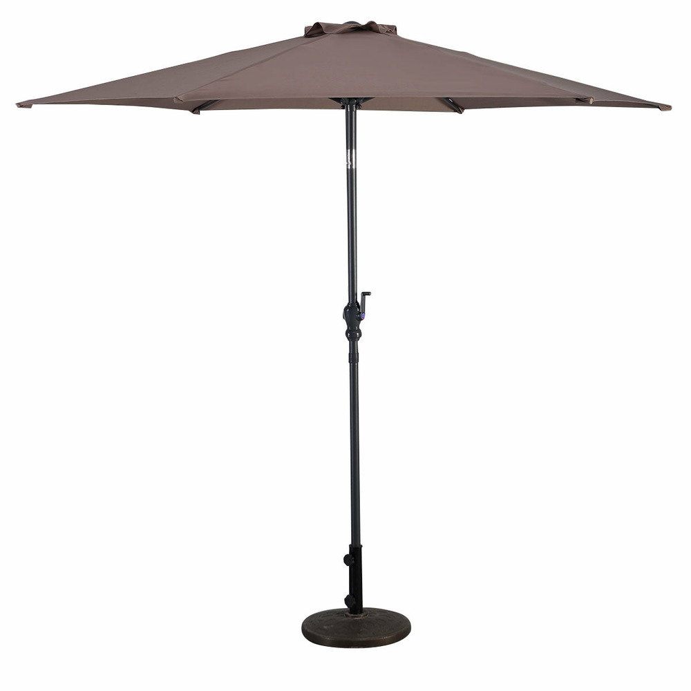 Parasol inclinable déporté de diamètre de 2 7 m en acier patio avec manivelle vin rouge/marron/beige-marron