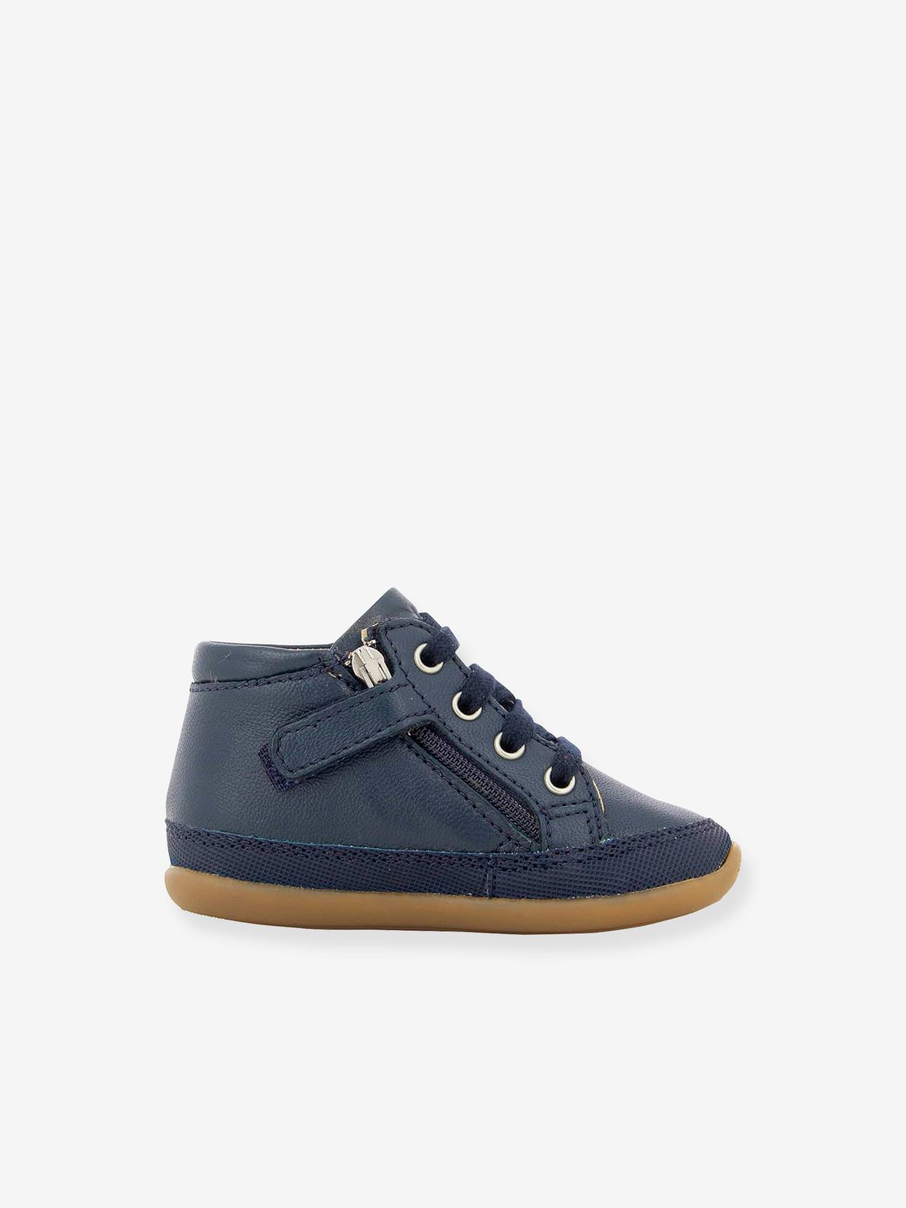 Sapatinhos de bebê SHOO POM® Cuzy Zip Lace na cor azul marinho