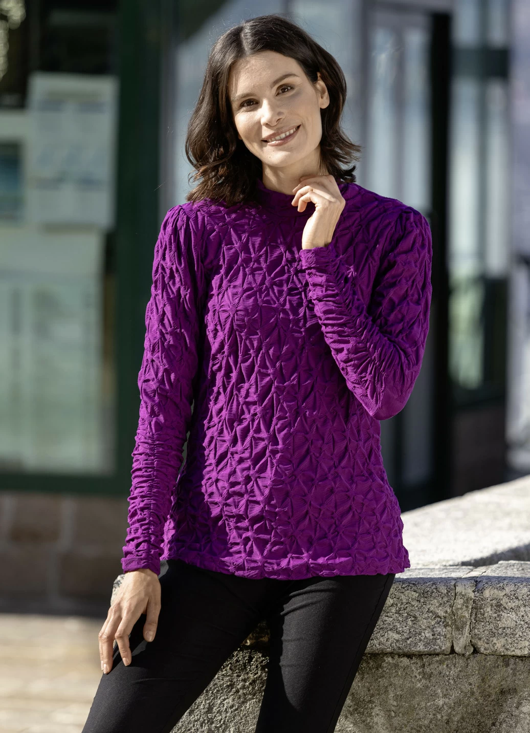 Shirt mit Stehkragen in 2 Farben