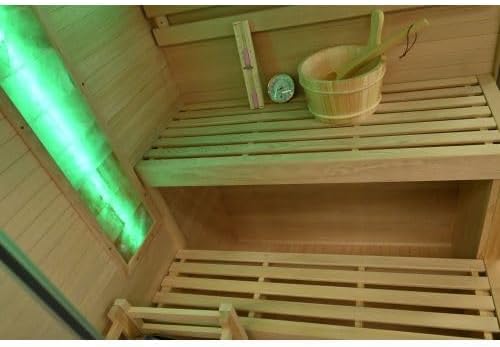 SANOTECHNIK Sauna LUXOR1 – Sauna & Infrarotsauna für 2 Personen 120×120×190cm, Harvia3,5kW Ofen, LED‑Licht, 8mm ESG‑Glas – Art.Nr. SB50120