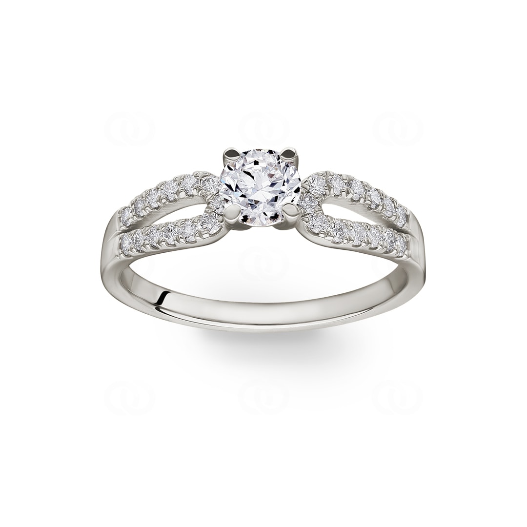 Verlobungsring 750/18 K Weissgold mit Diamanten 0.76 ct H/si