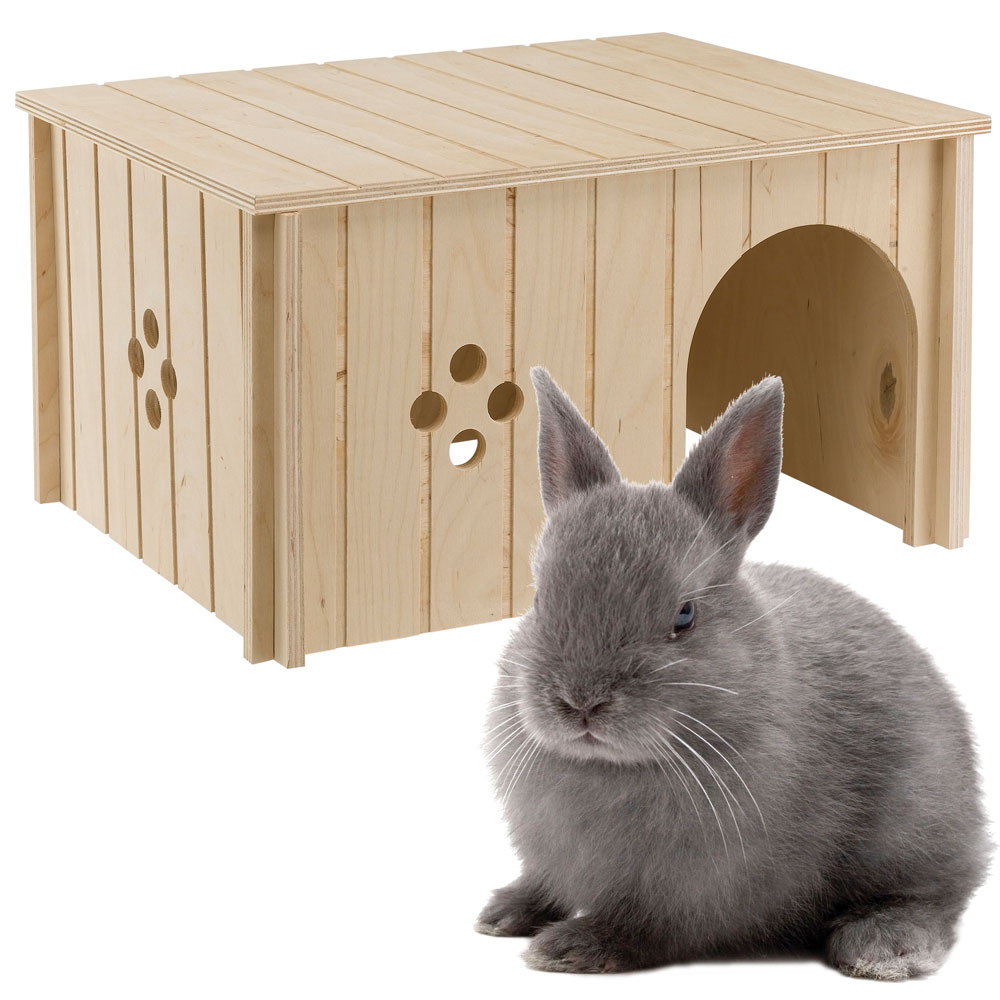 Ferplast maison lapin, accessoire pour cage lapin, avec toit plat et trous d'aération, en kit de montage, 37 x 27,7 x h 20 cm, sin