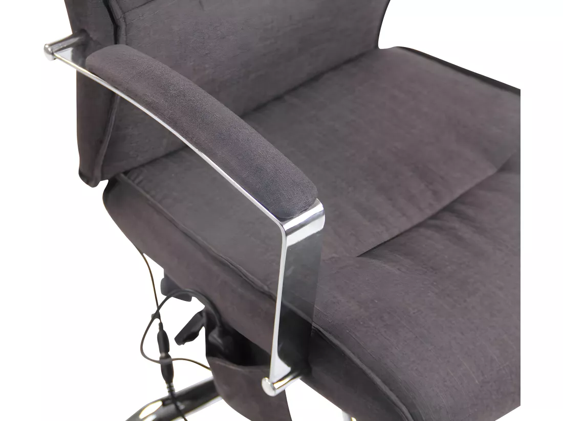 Chaise de bureau - Tissu & Métal chromé - Gris foncé - Portland