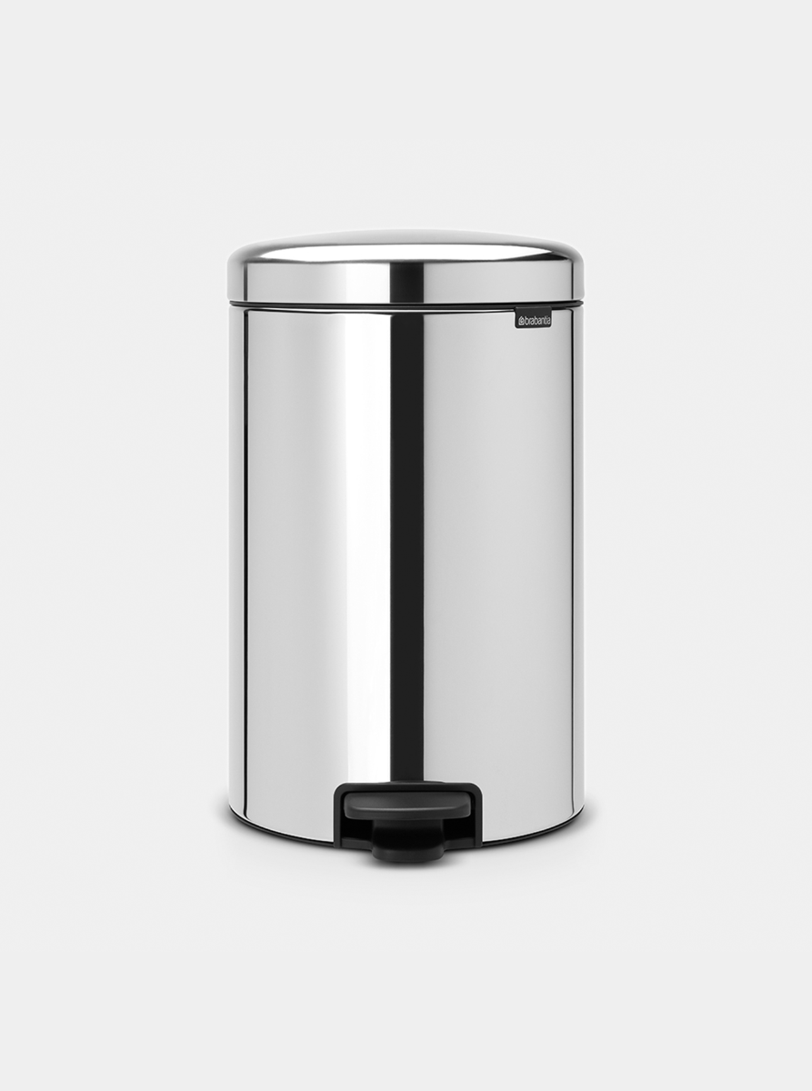 NewIcon Pedaalemmer, 20 liter, metalen binnenemmer - Brilliant Steel