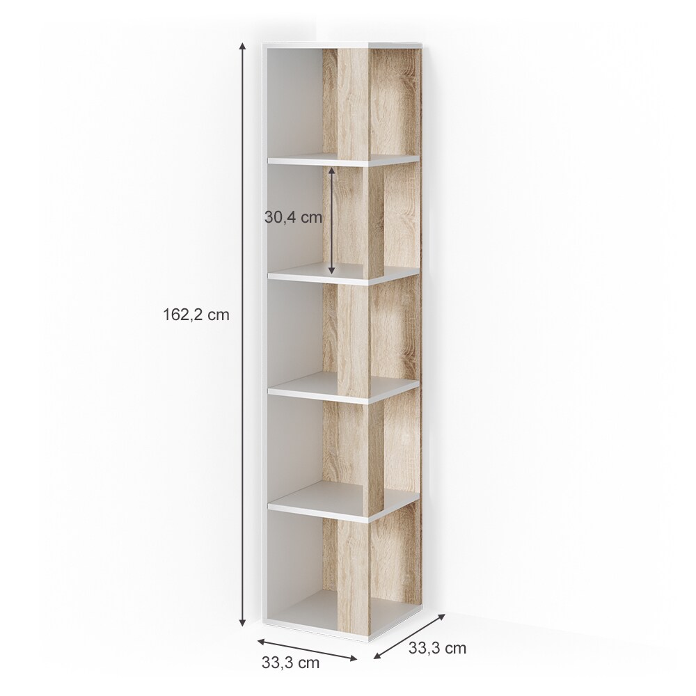 Vicco Eckregal Lio sonoma-weiß Standregal Bücherregal Wandregal Raumteiler 5 Ebenen