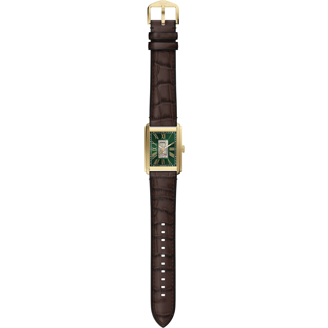 Fossil Carraway Automatik Leder Braun / Goldig & Gün 30mm
