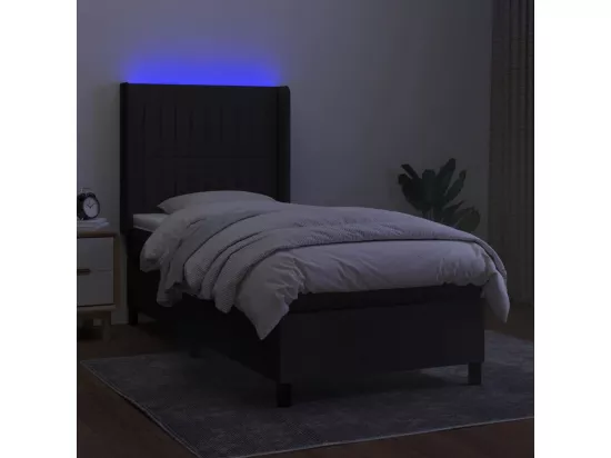 Sommier tapissier avec matelas et LED Noir 90x190 cm Tissu