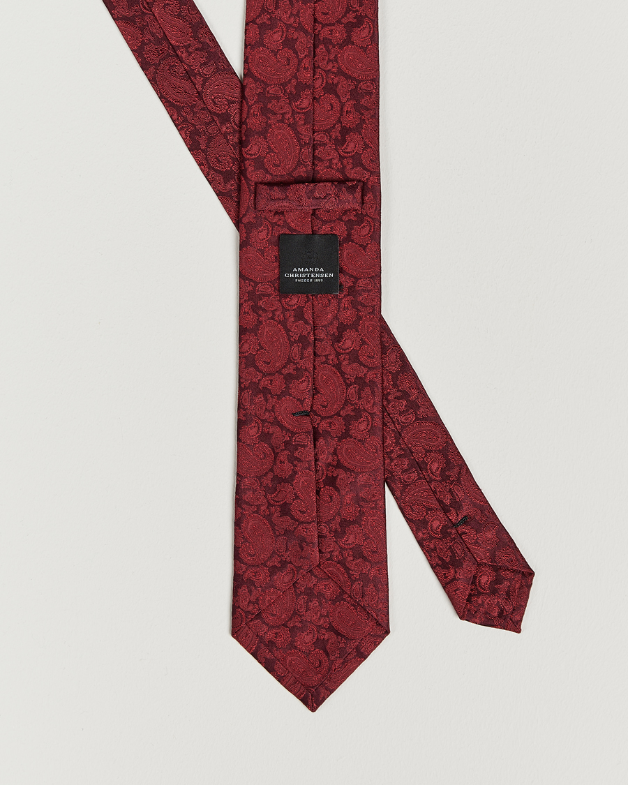 Amanda Christensen Silk Tonal Paisley Tie 8 cm Wine
