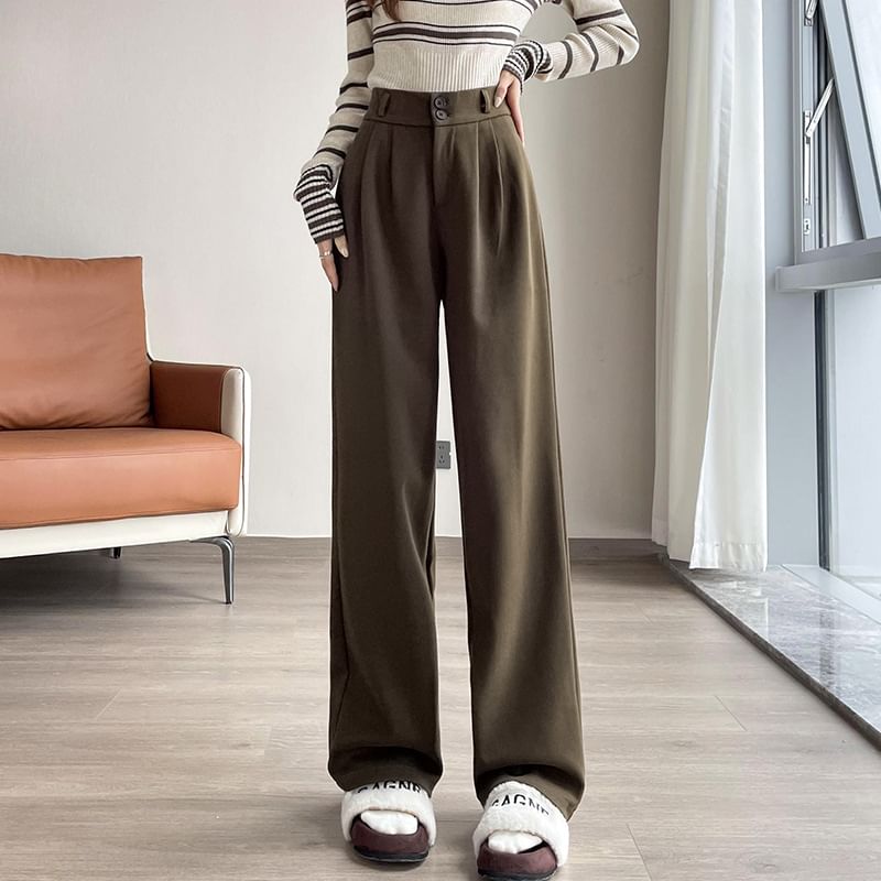 Dovitade - High Waist Plain Wide Leg Sweatpants (Diverse Designs)