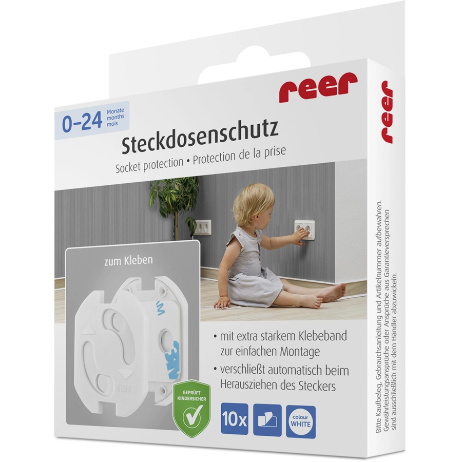 reer Steckdosenschutz klebbar, 10 Stück weiß