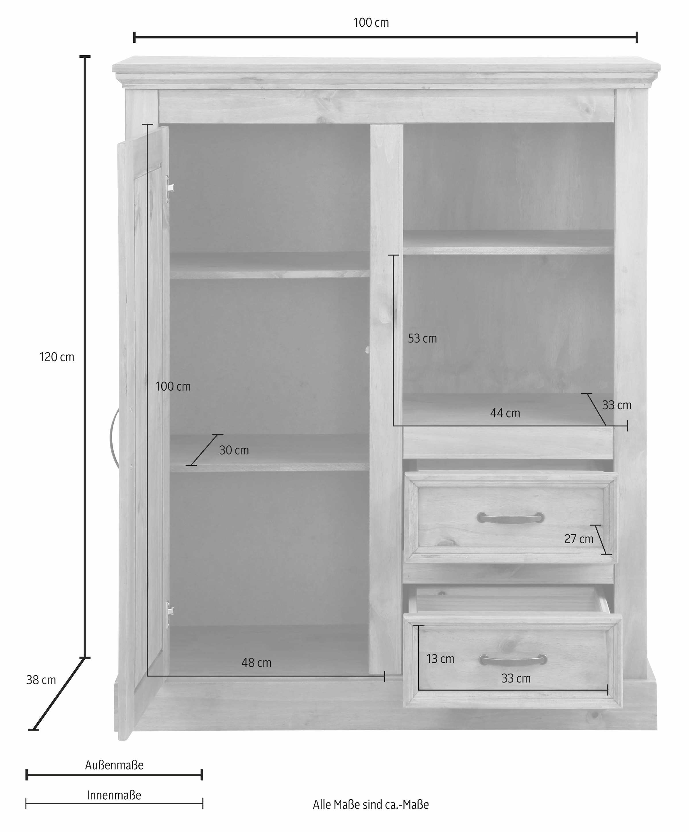 Home affaire Highboard »Selma« Vitrine, Breite 100 cm