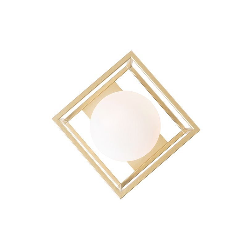 Design plafondlamp goud met wit glas - Aniek