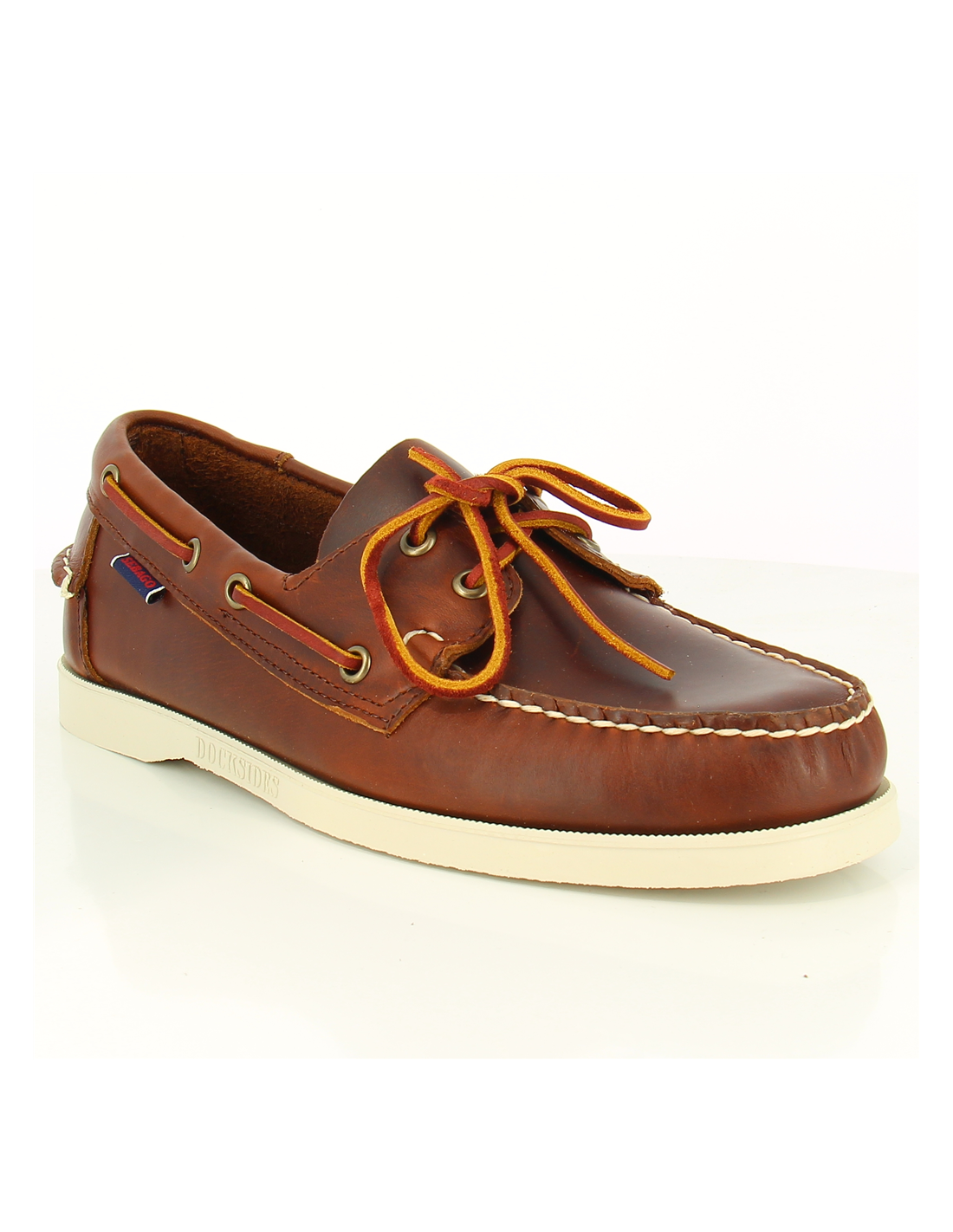 sebago mocassins bateaux homme portland waxed cuir marron