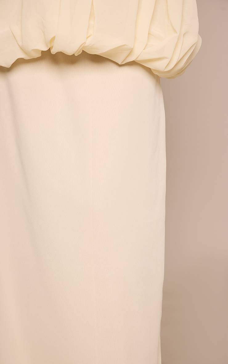 Crème Jupe Longue En Mousseline Taille Mi-haute Ensemble Coordonné