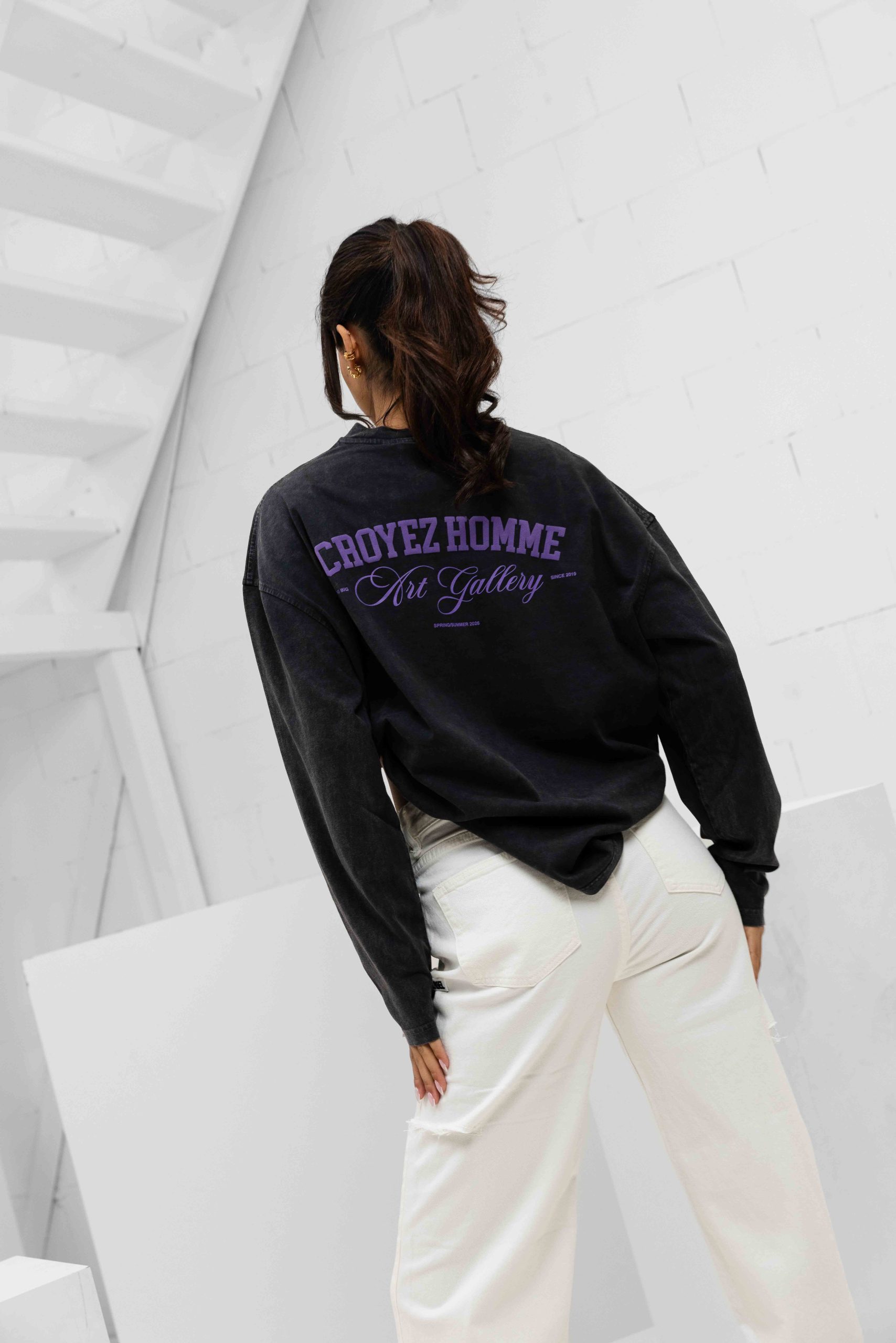Croyez Art Gallery Longsleeve Dames Donkergrijs