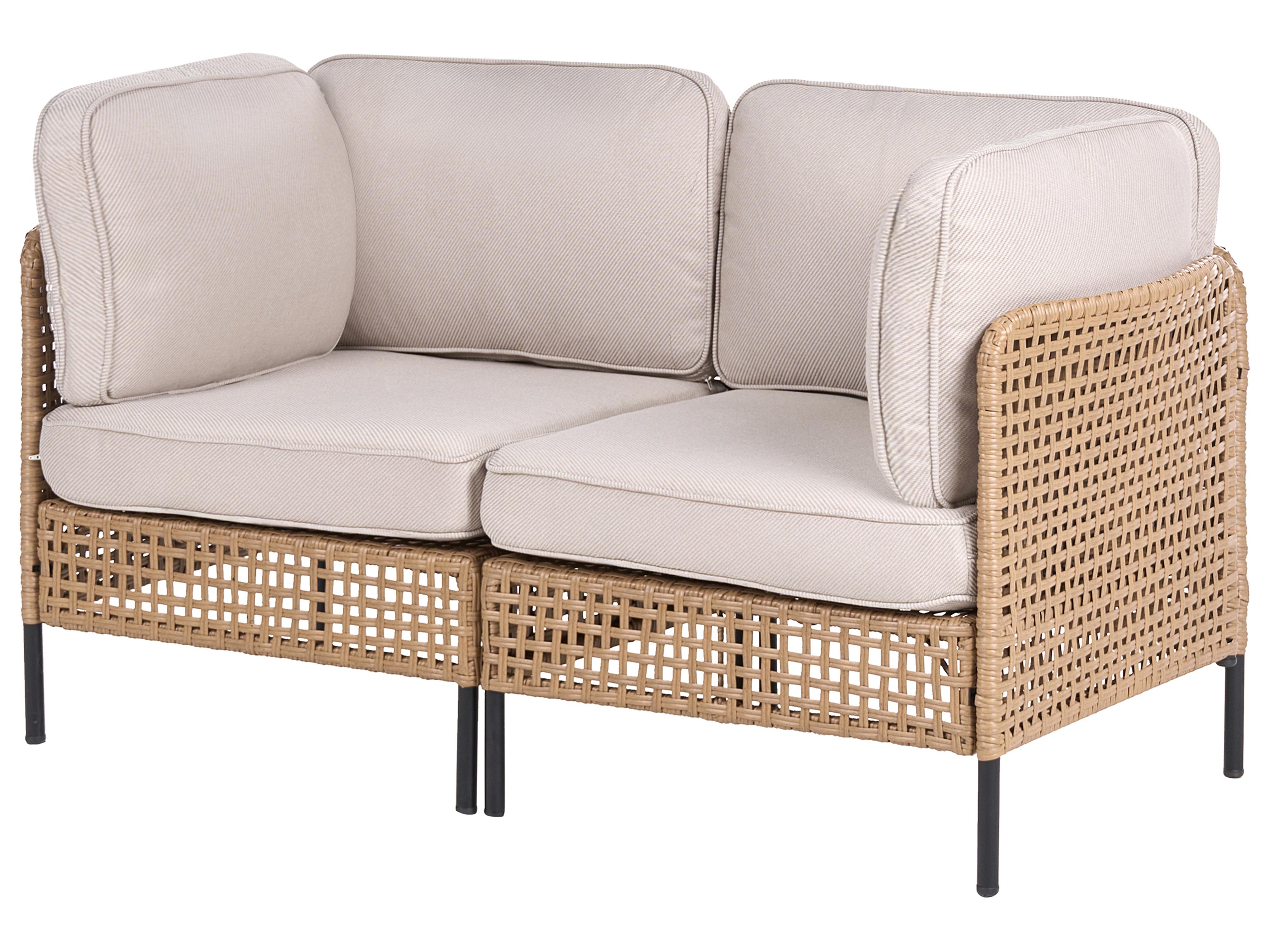 Loungeset met tafel 6-zits OMEGANA modulair PE rotan Lichtbeige