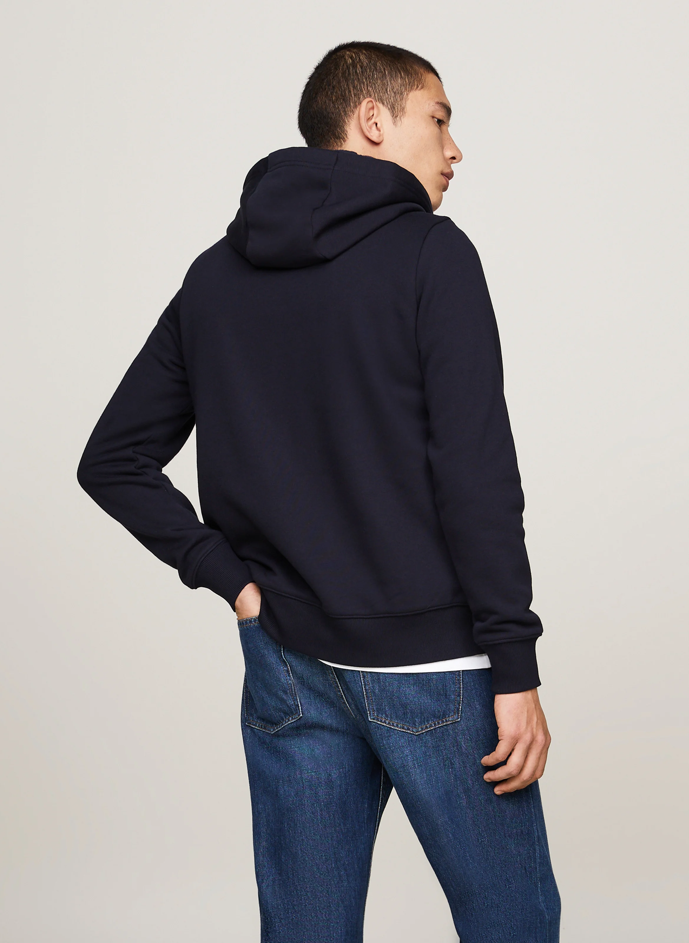 Sweat zippé à capuche en coton mélangé | Bleu