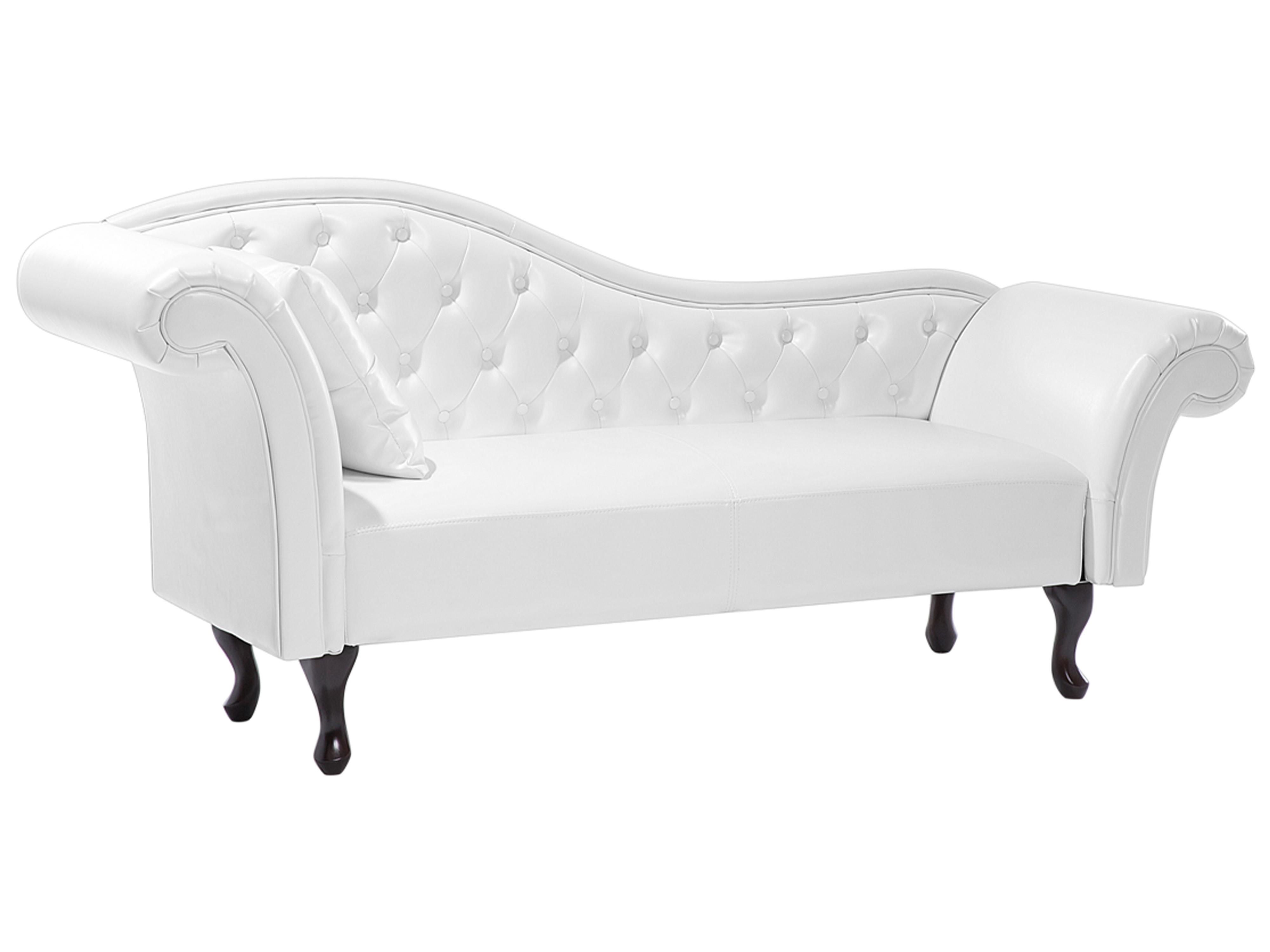 Linkszijdige chaise longue LATTES Kunstleer Wit