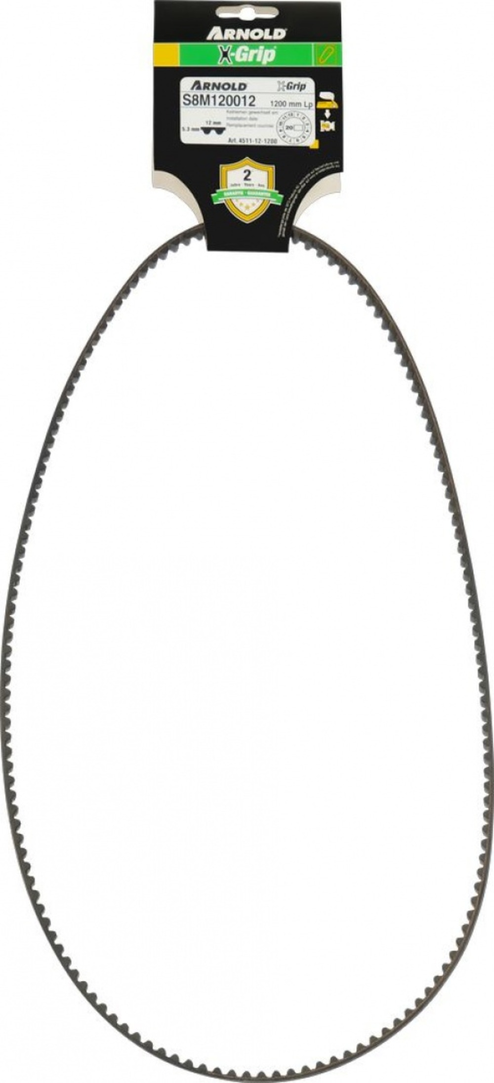 Courroie dentée trapézoïdale x-grip de type 120s8m1200