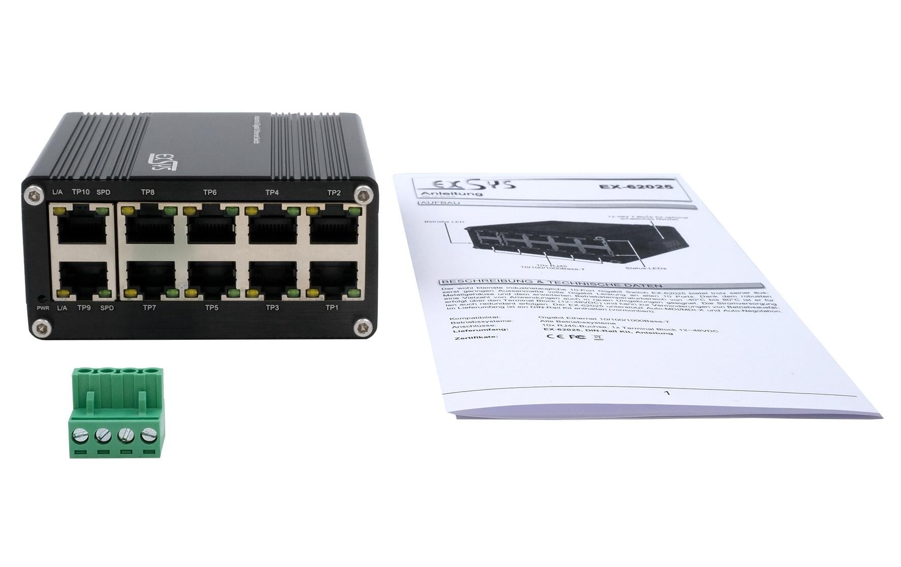 Switch EX-62025 10 PortMini 10-Port Industrial Gigabit Switch