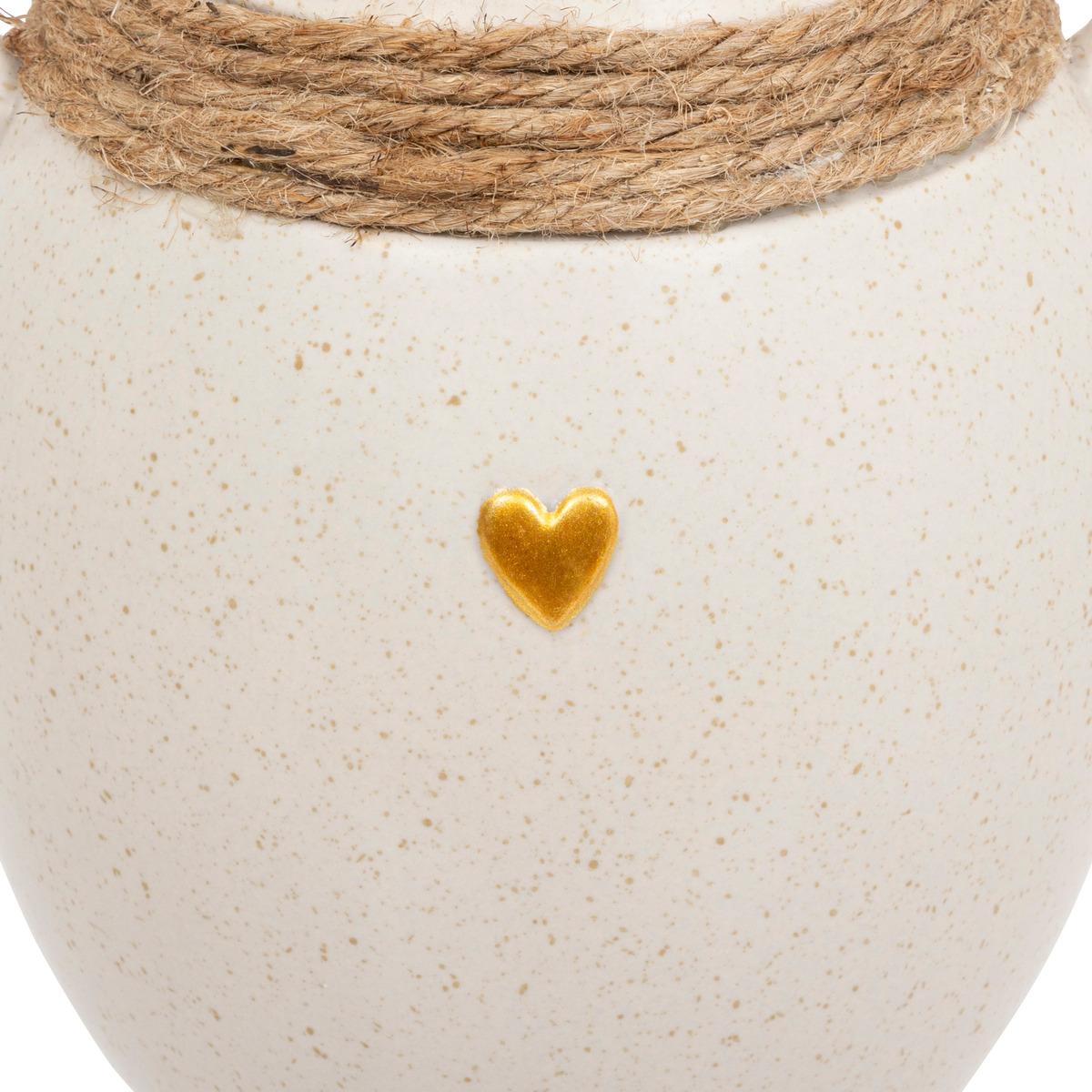 VASE AVEC CORDE THE FLORAL COLLECTION CERAMIQUE BLANC H.22CM