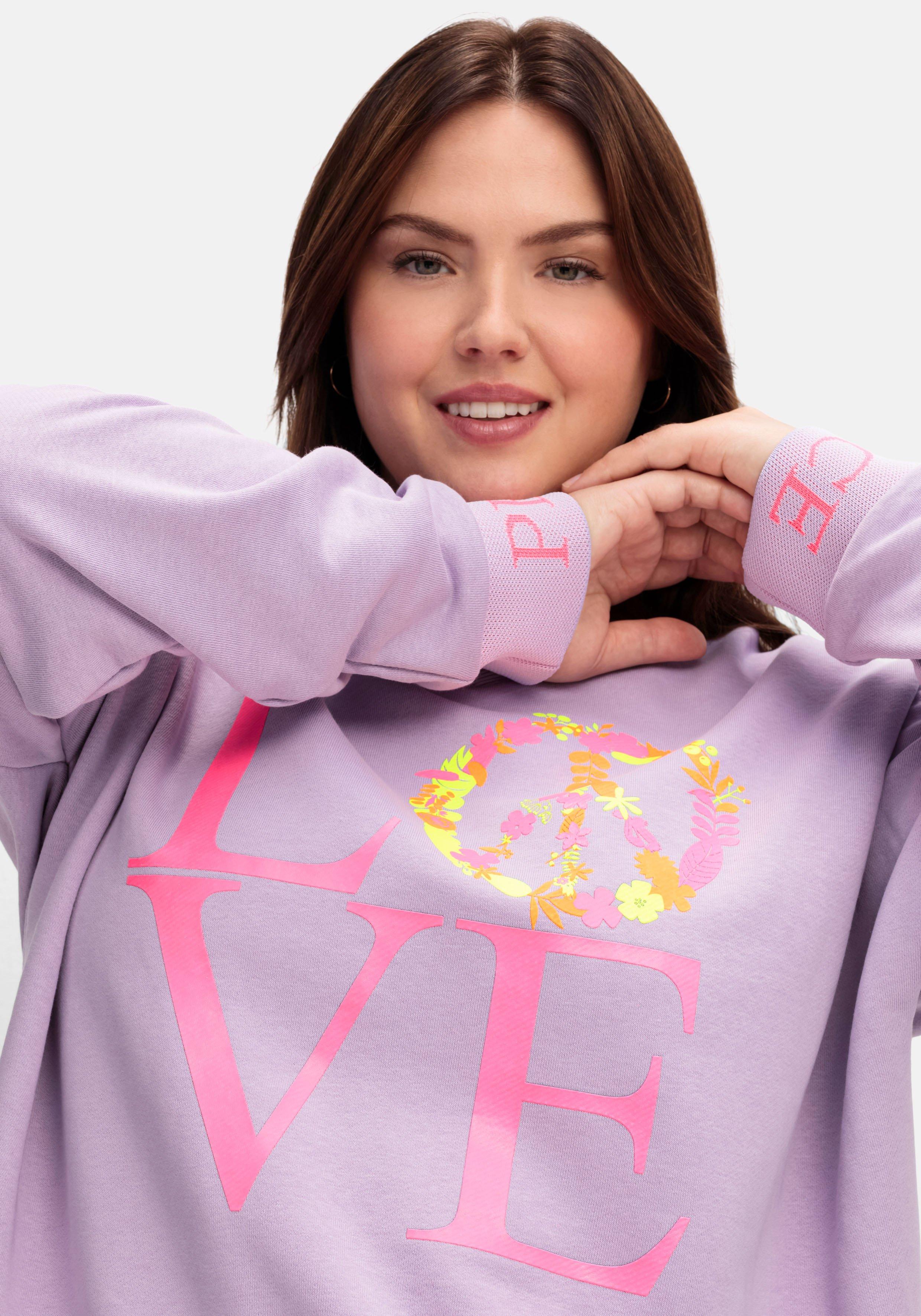 Sweatshirt mit Neonprint und V-Ausschnitt