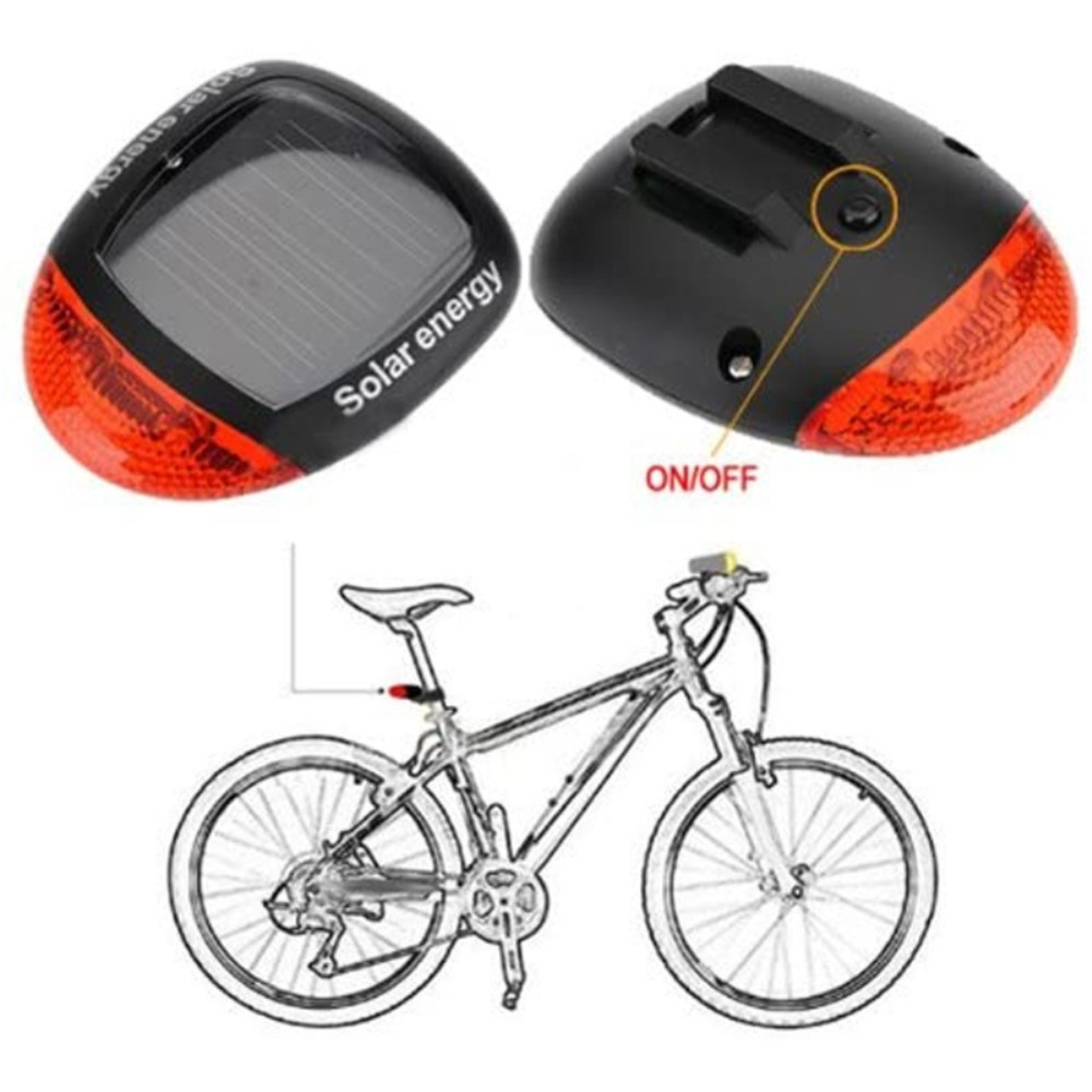 Solar Velo Fahrrad Rücklicht LED Warnlicht Rot (Spritzwasserfest) - Schwarz