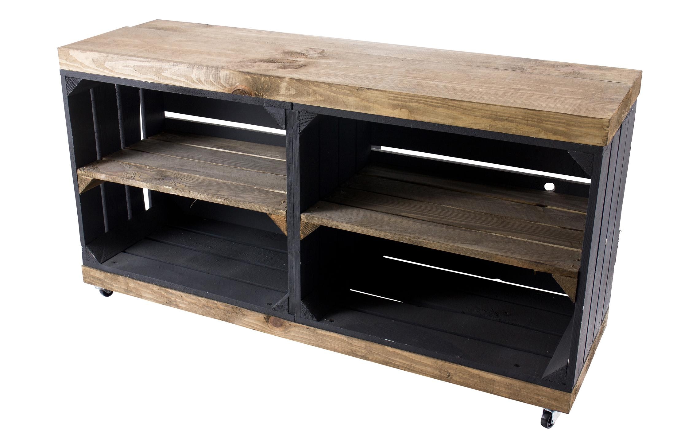 Holz Zollhaus Mehrzweckregal »auf Rollen Vintage, Schwarz / Braun, 100 x 50 cm«
