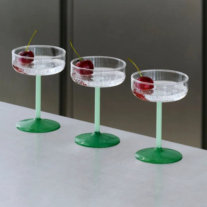 HAY - Tint Cocktailschale, klar / jade light blue (2er-Set)