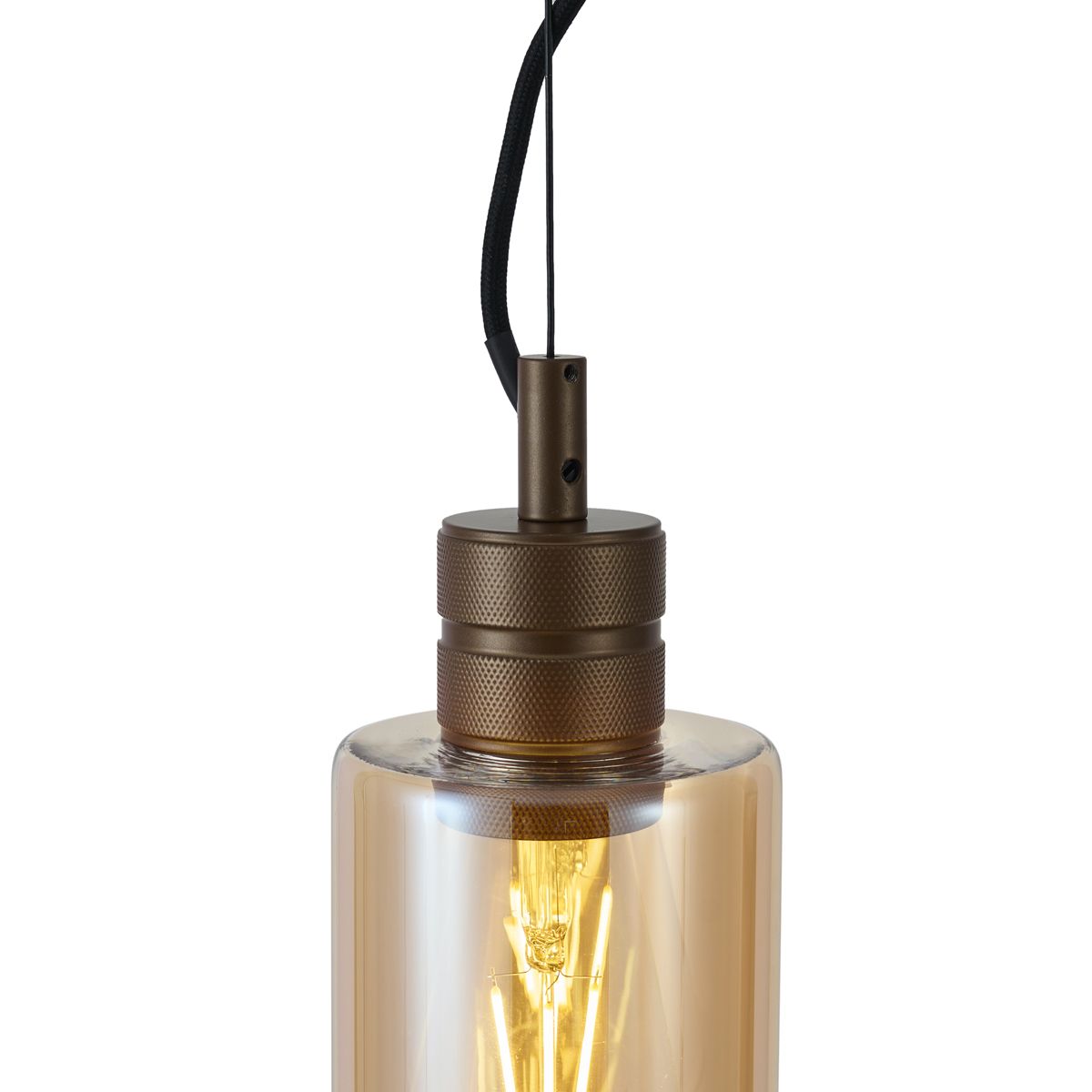 Hotel Chique hanglamp donker brons met amber glas - Stavelot