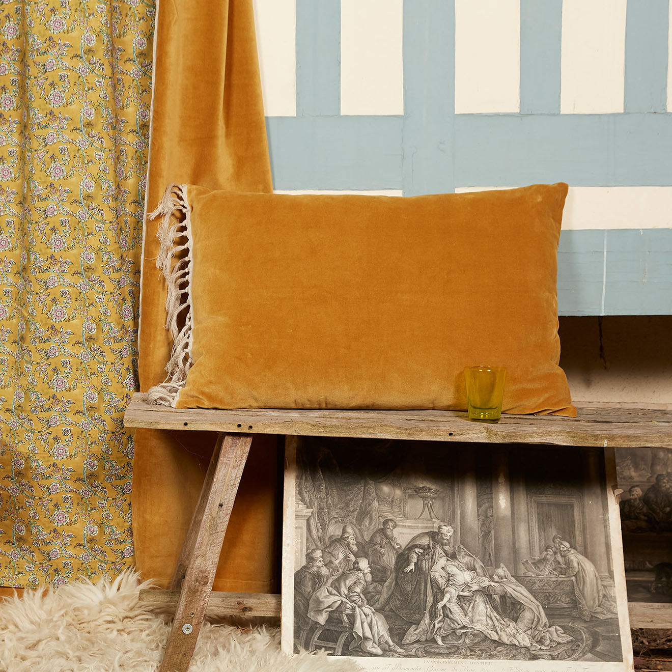 En Fil d'Indienne Housse de coussin Anna velours tabac - 50x75 cm