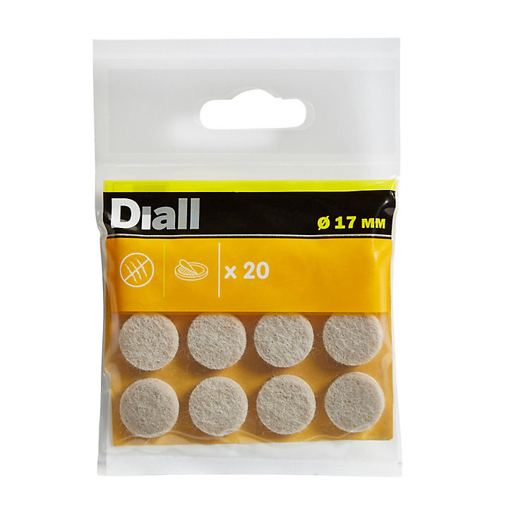 Patin en feutre auto-adhésifs Diall 17 mm x 20, beige