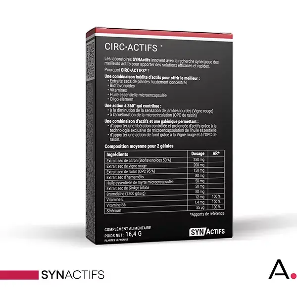 Aragan - Synactifs - Circactifs® - Circulation - Red Vine - 30 cápsulas