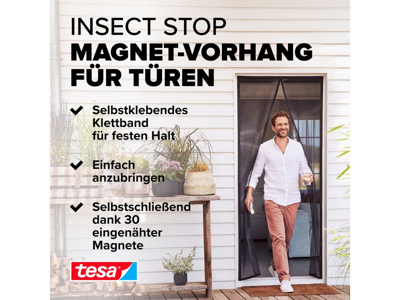 tesa Insektenschutz Magnetvorhang 1.2 x 2.4 m, Anthrazit Insektenschutzvorhang
