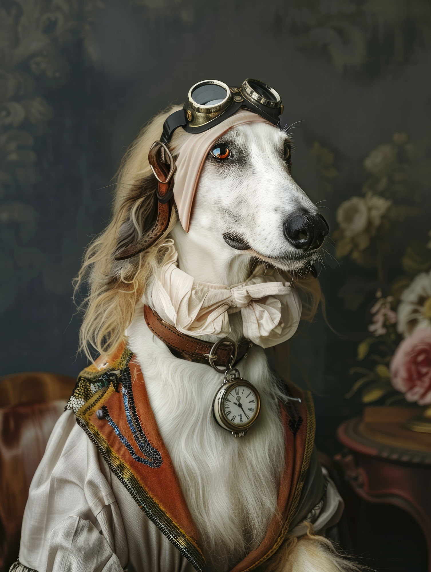 Canvas schilderij van een Barsoi hond 60x80 cm