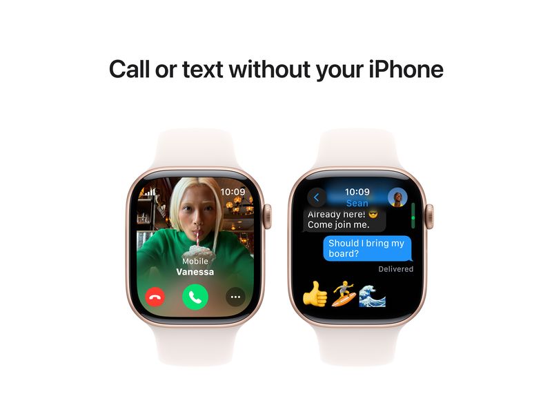 Apple Watch Series 10 46 mm LTE Alu Roségold Sport Weiss M/ Eine glatte Zehn