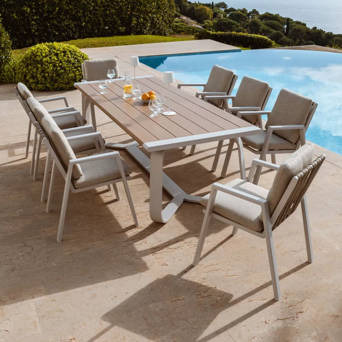 Fauteuil de jardin aluminium Long Beach Blanc cendré