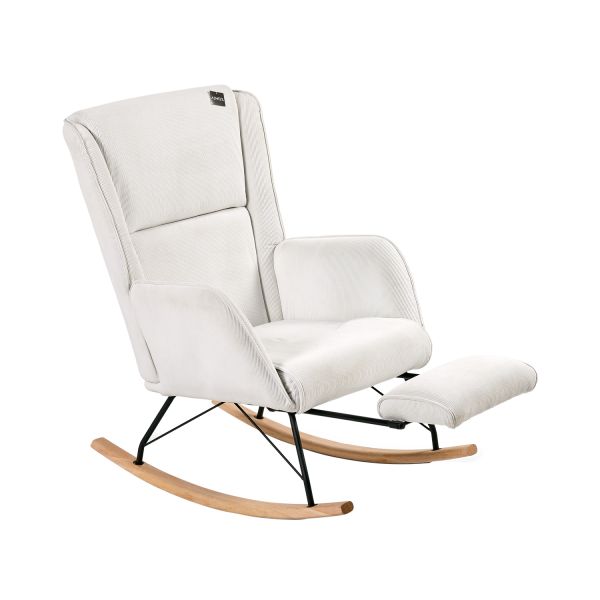 Aemely Relax Schommelstoel Met Voetensteun – Ribstof – Wit