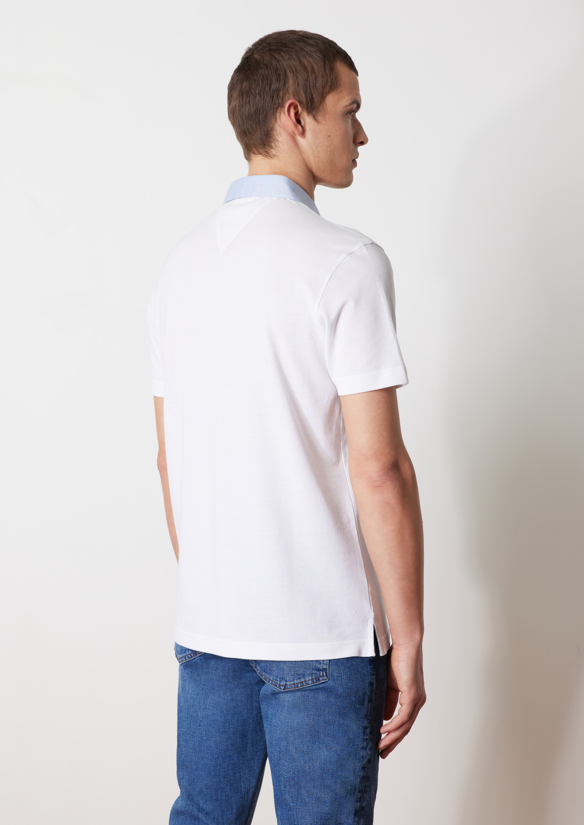 Polo manches courtes Slim en coton uni blanc