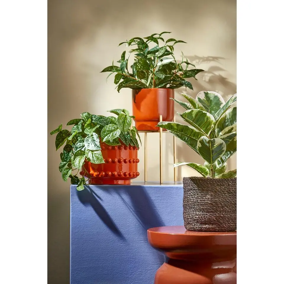 Mica Decorations Boaz Bloempot - H19 x Ø22 cm - Keramiek - Oranje