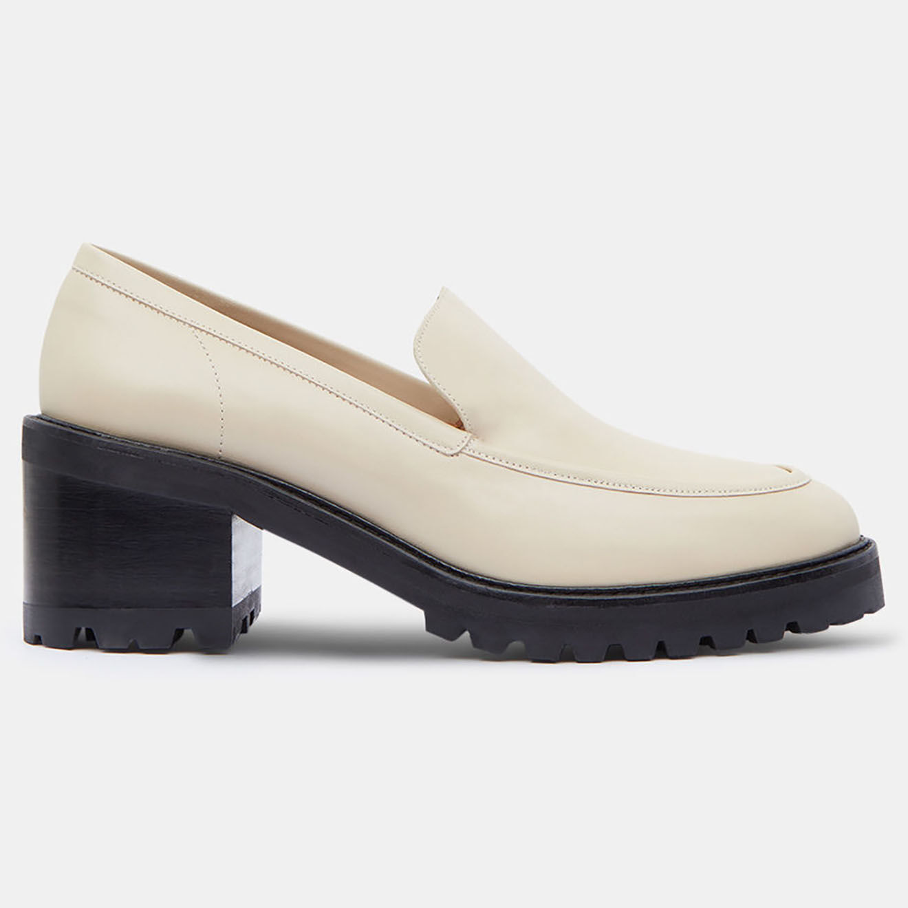 Flattered Mocassins en Cuir Chunky écrus - Talon 7 cm