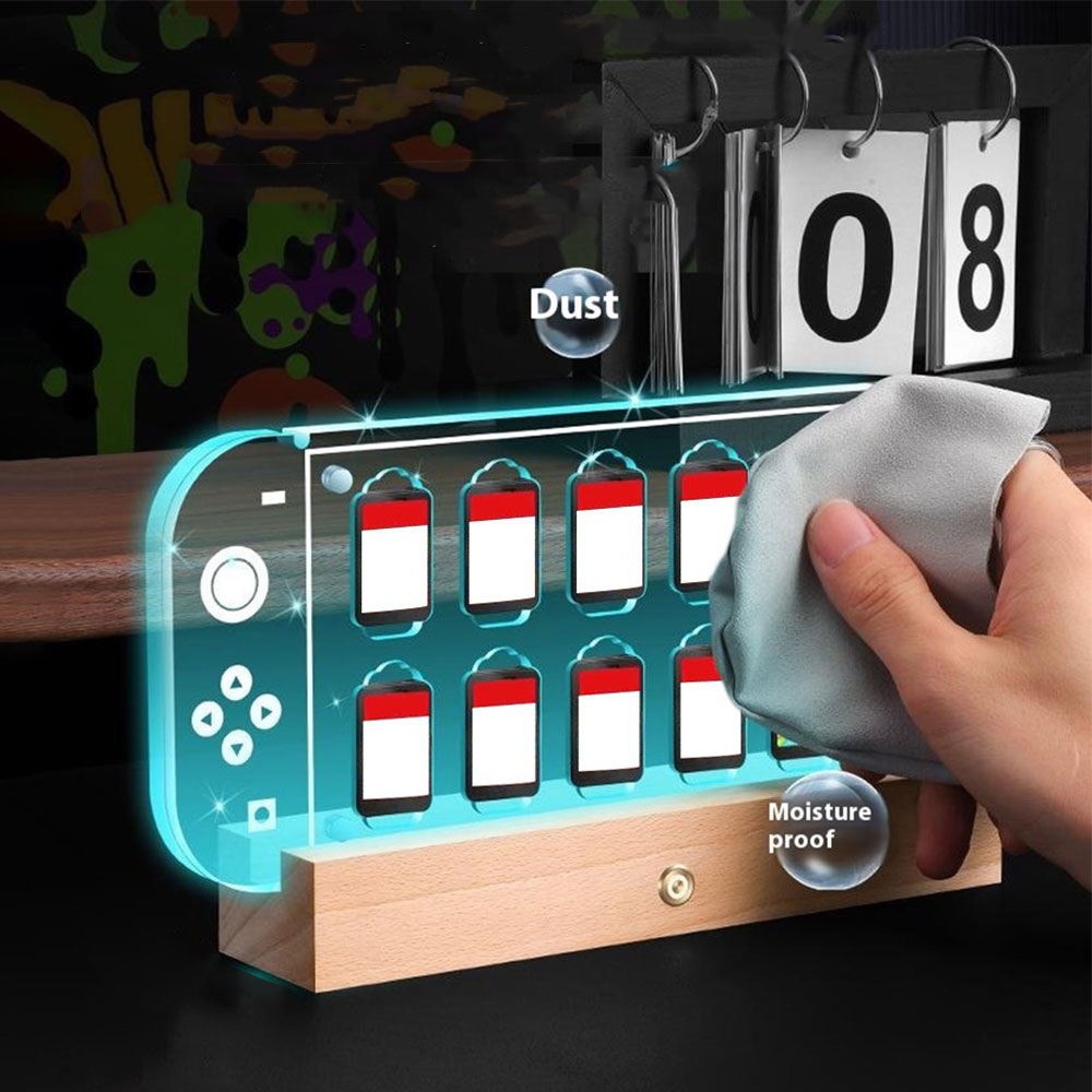 Acryl Staubschutz Box zum Verstauen und Ausstellen für Nintendo Switch Spielkarten mit RGB LED Beleuchtung - Transparent