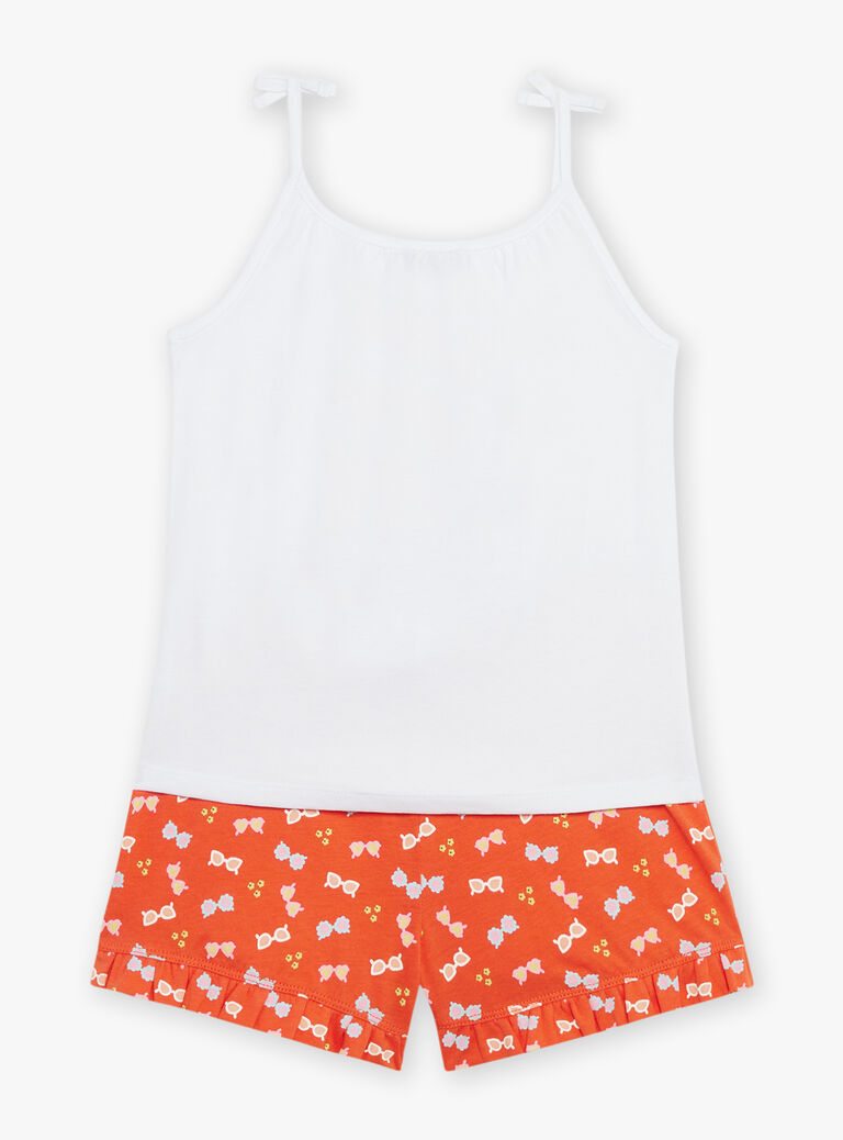 Débardeur et short blanc et orange en jersey