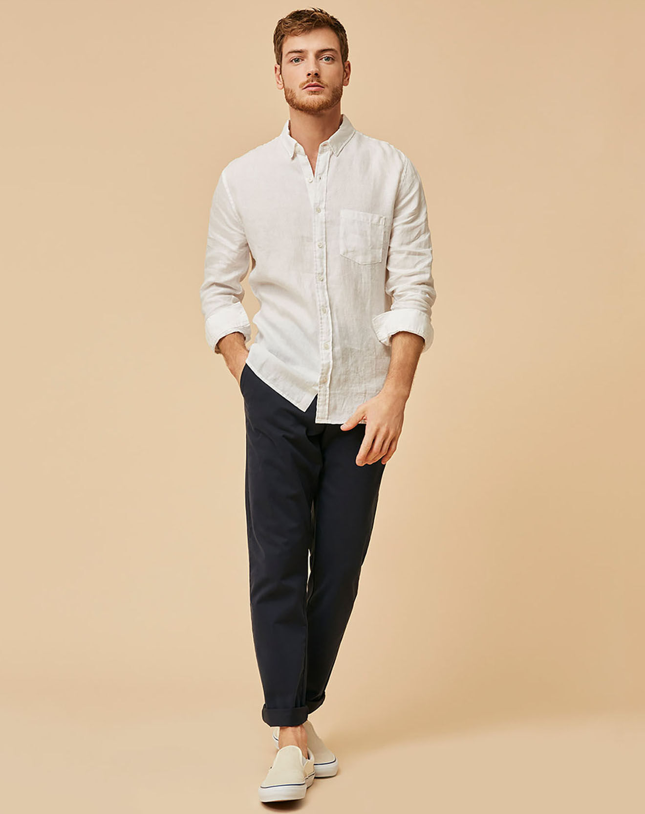 Harris Wilson Chemise Slim Fit 100% Lin Bernardin blanche